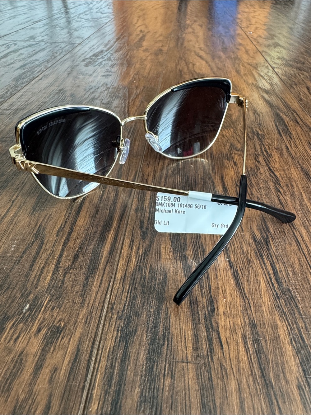Michael Kors Gold Frame Sunglasses with black Lenses and Black Temples